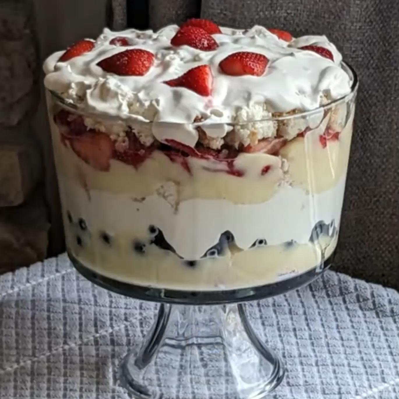 Homemade Angel Berry Truffle Cake